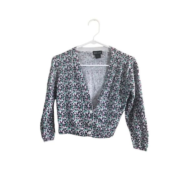 Wet Seal Large Purple White Floral Sweater - Picture 9 of 9